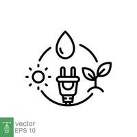 Renewable energy icon. Simple outline style. Zero emission, sustainability, green energy, eco concept. Thin line symbol. Vector symbol illustration isolated on white background. EPS 10.