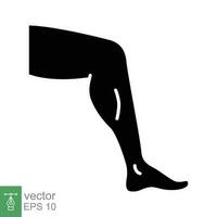 Leg icon. Simple solid style. Human foot, ankle, medical, organs concept. Black silhouette, glyph symbol. Vector illustration isolated on white background. EPS 10.