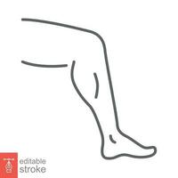 Leg icon. Simple outline style. Human foot, ankle, medical, organs concept. Thin line symbol. Vector illustration isolated on white background. Editable stroke EPS 10.