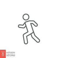 Man running icon. Simple outline style. Runner, people, marathon, jogging, track, athlete, sport concept. Thin line symbol. Vector illustration isolated on white background. Editable stroke EPS 10.