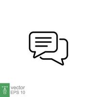 Comment icon. Simple outline style. Speech bubble, chat, talk, message, speak, dialog, dialogue, communication concept. Thin line symbol. Vector illustration isolated on white background. EPS 10.