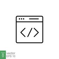 web personalizado codificación icono. sencillo contorno estilo. código, datos, html, digital, red, sitio web, tecnología concepto. Delgado línea símbolo. vector ilustración aislado en blanco antecedentes. eps 10