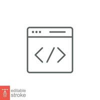 Web custom coding icon. Simple outline style. Code, data, html, digital, website, technology concept. Thin line symbol. Vector illustration isolated on white background. Editable stroke EPS 10.