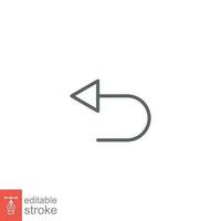 Undo icon. Simple outline style. Return, arrow, back, reverse, previous, replace, restore, button concept. Thin line symbol. Vector illustration isolated on white background. Editable stroke EPS 10.