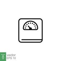 peso escala icono. sencillo contorno estilo. peso pérdida, cuerpo balance, exceso de peso, marcar, saludable, dieta, medición concepto. Delgado línea símbolo. vector ilustración aislado en blanco antecedentes. eps 10