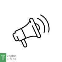 Megaphone icon. Simple outline style. Loudspeaker, bullhorn, broadcast, noise, loud speaker, marketing, business concept. Thin line symbol. Vector illustration isolated on white background. EPS 10.