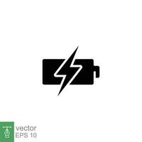 Battery charging icon. Simple solid style. Recharge, lithium, charge, capacity, energy, technology concept. Black silhouette, glyph symbol. Vector illustration isolated on white background. EPS 10.