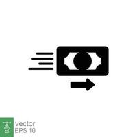 Money transfer icon. Simple solid style. Deposit, cash, fast payment, pound, atm, business concept. Black silhouette, glyph symbol. Vector symbol illustration isolated on white background. EPS 10.