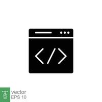 Web custom coding icon. Simple solid style. Code, data, html, digital, network, website, technology concept. Black silhouette, glyph symbol. Vector illustration isolated on white background. EPS 10.