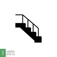 Stairs icon. Simple solid style. Stair, staircase, floor, ladder, stairway, step, safety concept. Black silhouette, glyph symbol. Vector illustration isolated on white background. EPS 10.