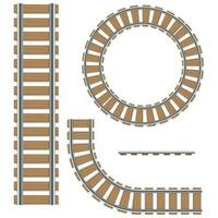 A set of railway tracks. Isolated vector elements of a railway, rails of railway routes