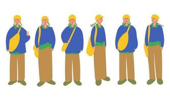 Set of men in various poses. Vector illustration in flat style.