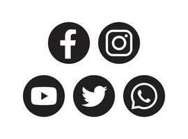 Set of popular social media icons in round background vector