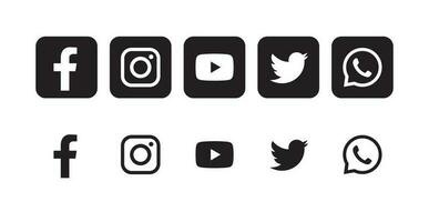 Set of popular social media icons vector