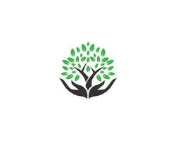Hand Tree With Green Leaves Icon Logo Icon Design Vector Template illustration.