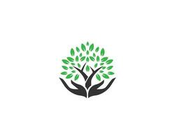 Hand Tree With Green Leaves Icon Logo Icon Design Vector Template illustration.