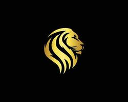 Simply King Lion Head Logo Design Template Royal Golden Premium Elegant Vector Illustration.