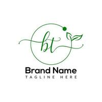 Eco Logo On Letter BT Template. Eco On BT Letter, Initial Eco, Leaf, Nature, Green Sign Concept vector