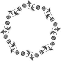 Monochrome roses wreath frame isolated on white background. Perfect for party invitations, greeting cards and print. vector