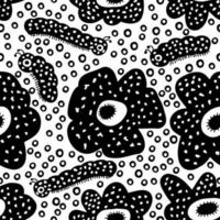 Rafflesia flowers and tropical millipedes monochrome seamless pattern. Perfect print for tee, paper, textile and fabric. vector