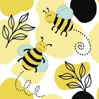 Honey Bee Seamless abstract backgrounds. Hand drawn various shapes and yellow color concept. Can be used for printing needs and other digital needs. Contemporary modern trendy vector illustrations.