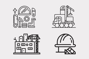 Construction Icon, flat line art, Outline style, vector for graphic and web design, clean simple design