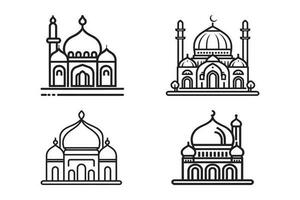 Mosque Icon illustration, Mosque logo, Mosque line art vector, Mosque Outline style, clean simple design vector