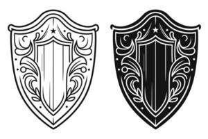 Shield vector, Shield outline style line art,  medieval shield, Royal shield, heraldic shield, Heraldic ornamental shields collection vector