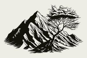 Mountain vector, Mountain silhouette, assorted mountain tree vector, Hand drawn mountain vector, mountain icon illustrations vector