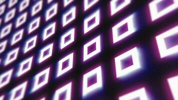 Abstract purple pattern of glowing geometric squares loop futuristic hi-tech black background video