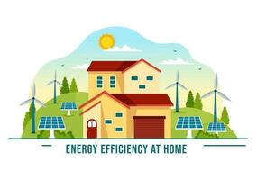 energía eficiente a hogar vector ilustración de inteligente casa tecnología sistema con centralizado controlar en plano dibujos animados mano dibujado plantillas