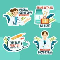 World Doctors Day Label Flat Cartoon Hand Drawn Templates Background Illustration vector