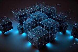 Abstract cubes for block chain concept. Technology and business concept. photo