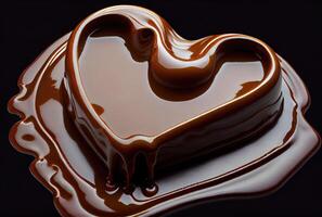 Heart shape chocolate milk melting and dip. photo