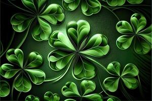 Shiny green clover background. photo