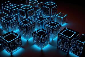 Abstract cubes for block chain concept. Technology and business concept. photo