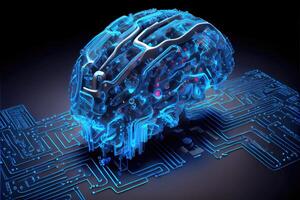 Nervous system in the human brain is powered by artificial intelligence. Business and medical health concept. photo