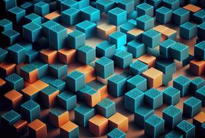 Abstract cubes for block chain concept. Technology and business concept. photo