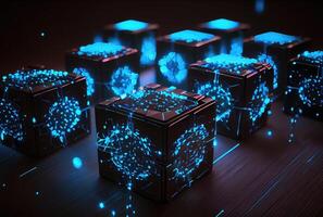 Abstract cubes for block chain concept. Technology and business concept. photo