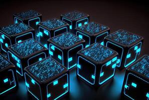 Abstract cubes for block chain concept. Technology and business concept. photo
