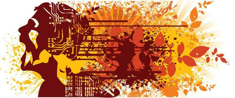 A creative vector design with screaming people and abstract ornament. Great for music events or art gallery exhibition poster.
