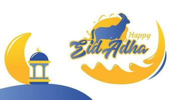 islámico azul y amarillo antecedentes eid adha vector