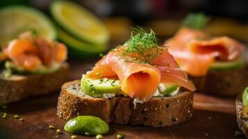 Avocado and Smoked Salmon Toast Illustration photo