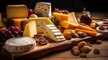 Assortment of cheeses. Illustration photo