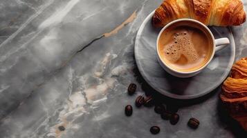 Coffee and croissant. Illustration photo