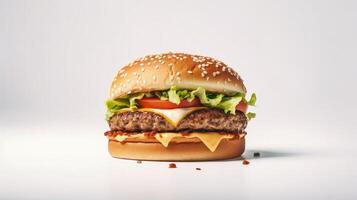 Beef burger isolated. Illustration AI Generative photo
