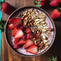 Smoothie bowl with berries. Illustration photo