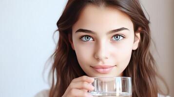 Girl with glass of water. Illustration photo