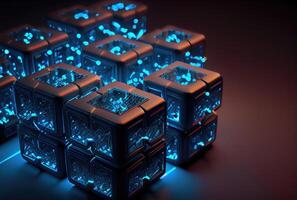 Abstract cubes for block chain concept. Technology and business concept. photo