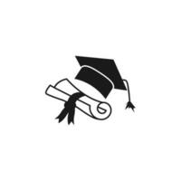 Graduation cap hat with diploma vector icon illustration